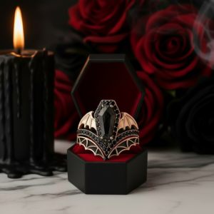 Wings Of Eternity- Coffin Cut Diamond Option Bat Wings Wedding Rings