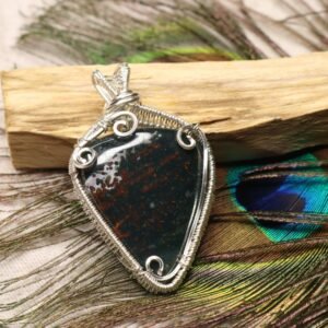 Wire Wrapped Bloodstone Pendant