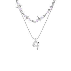 Y2B SERIES Double Chain Detachable Flower Expression Pendant Spike Necklace